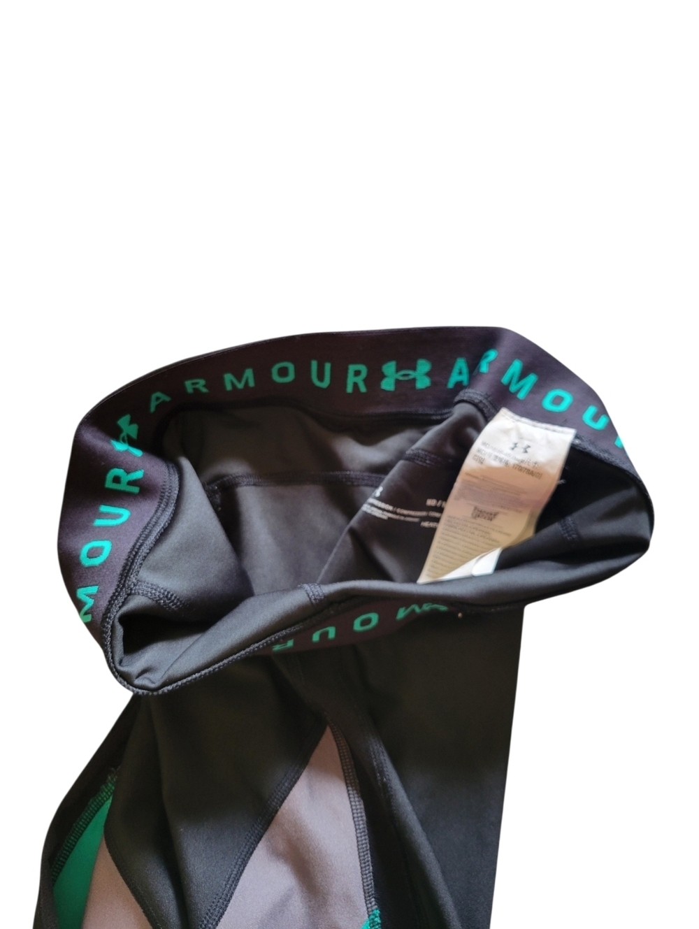 Under Armour Black & Teal Colorblock Leggings - Picture 3 of 5
